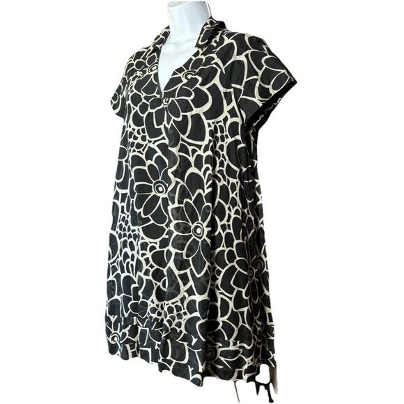 Tara Jarmon Floral Print Mini Dress Women’s Size US 8 EU 40 Cotton Blend Black - Picture 5 of 12